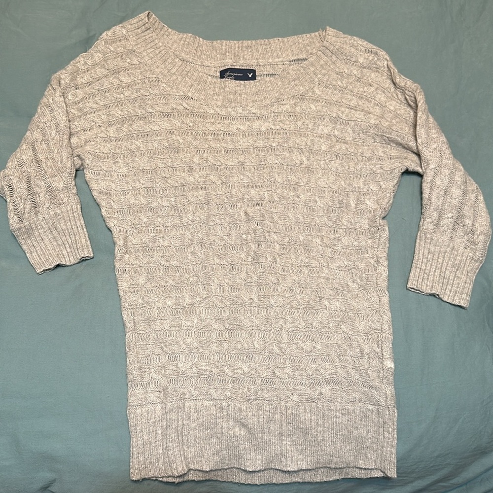 AE Gray Wide Neck sweater